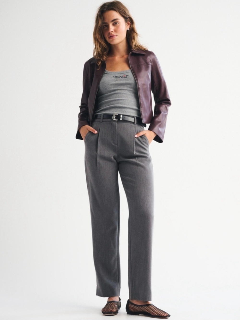 A&F Quinn Tailored Straight Pant in Charcoal Gray
